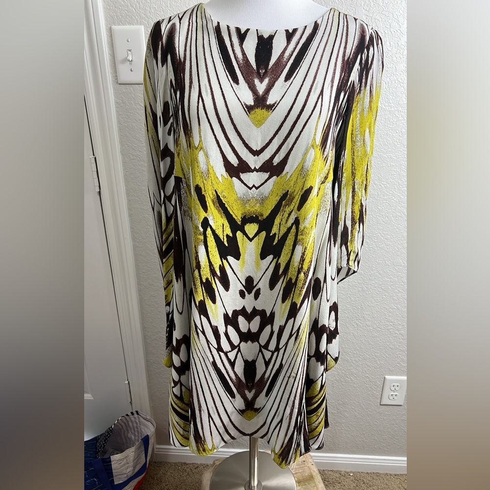 LEIFSDOTTIR dress  Anthropologie SARITA Art BUTTERFLY Print ANGEL Sleeve SZ4